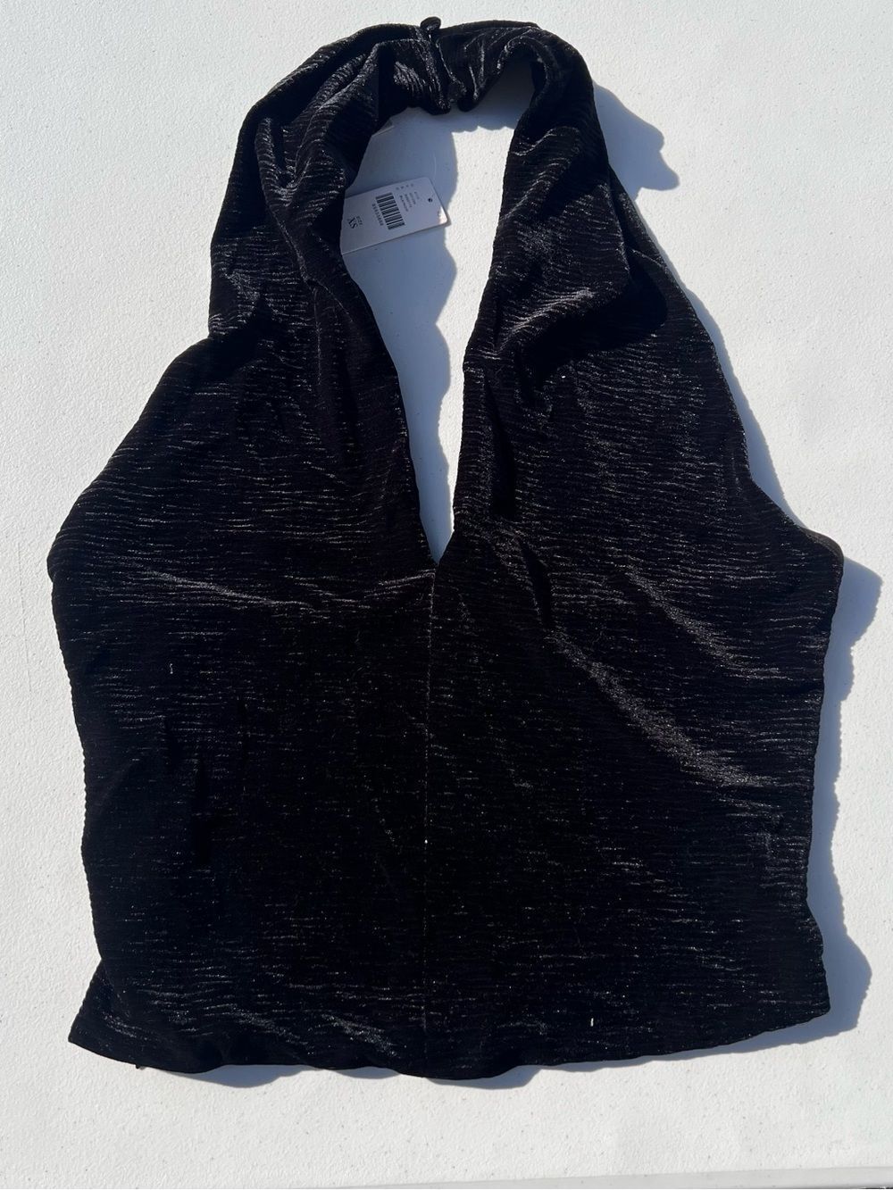 Anthropologie Black Velvet Halter Top